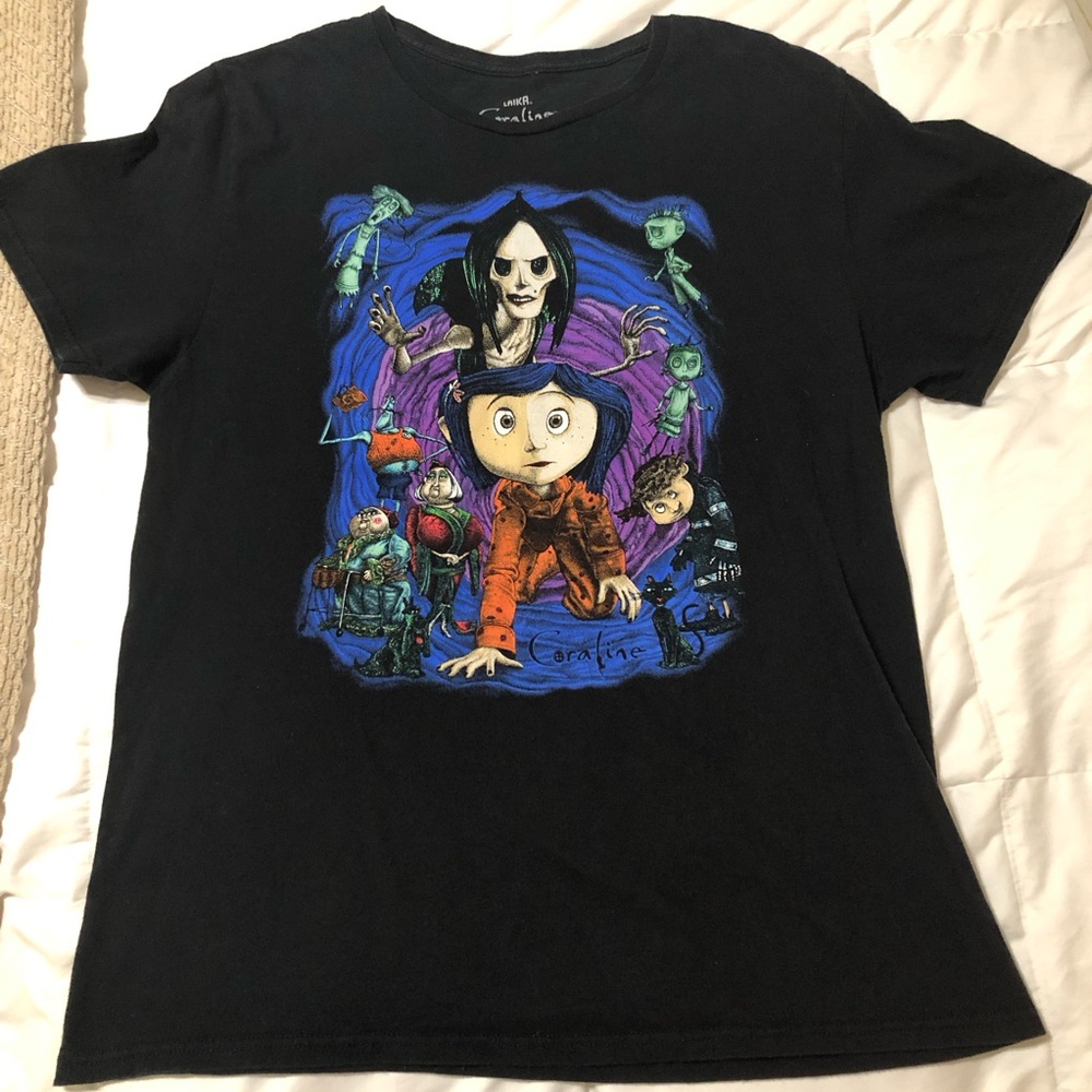 👻 Black Coraline Graphic T-Shirt